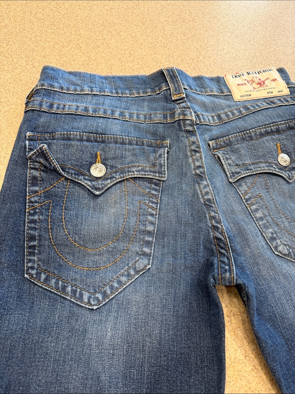 True Religion Two-Tone Blue Denim Jeans Ricky Relaxed Straight 32X31 - Picture 7 of 14